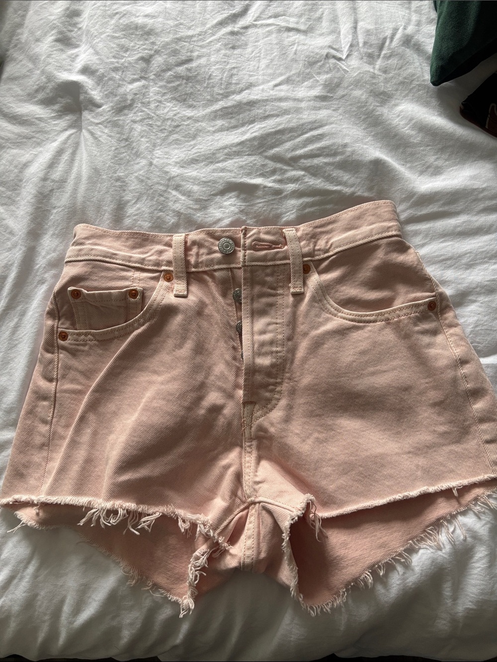 Levi's Light Pink High-Rise Denim Cutoff Shorts